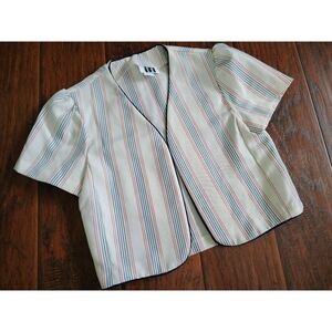 Vintage 80s striped crop mini blazer.size 10 Business Casual Travel Chic